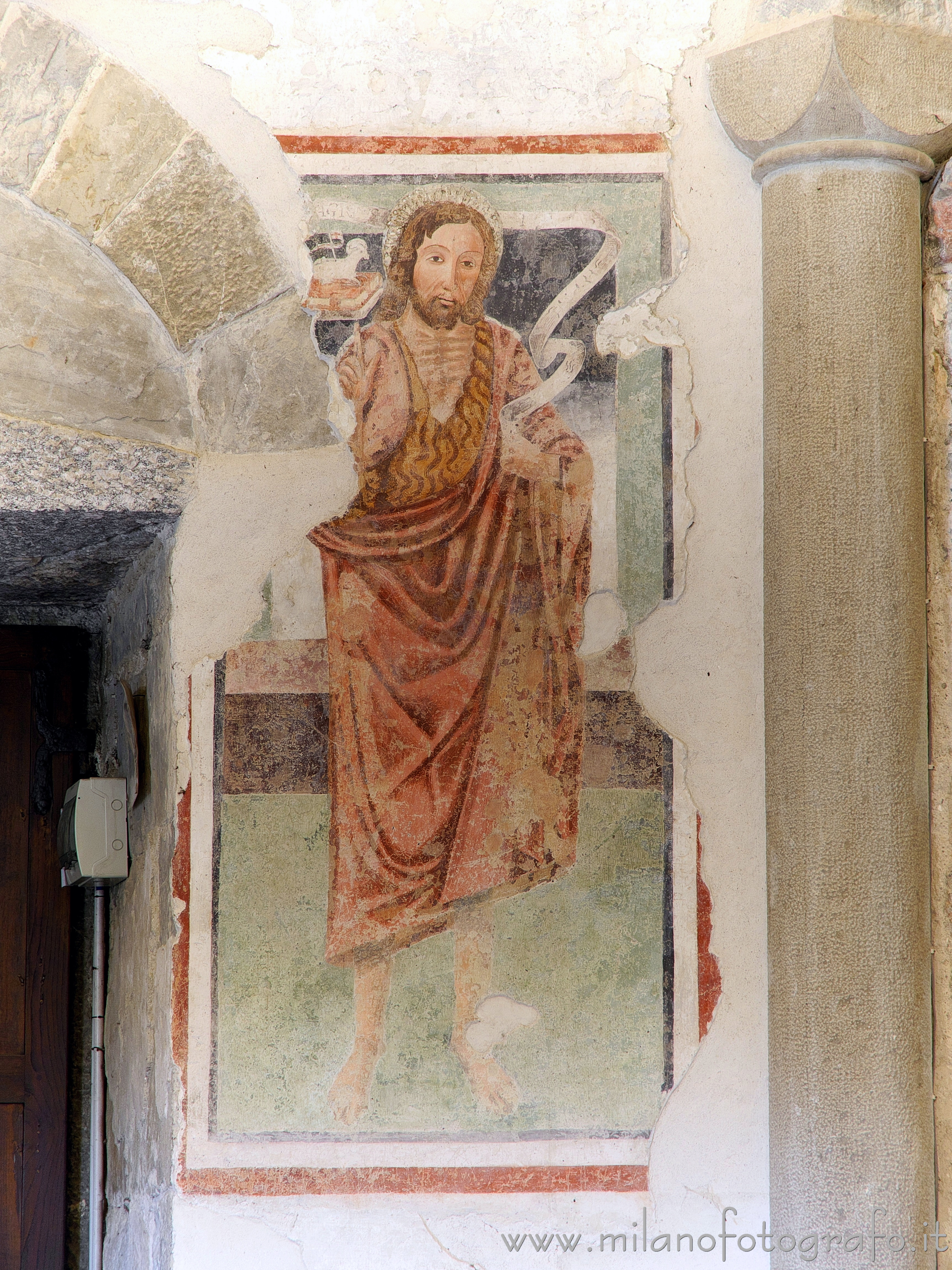 Oggiono (Lecco) - Affresco di Santo dedicatario nel Battistero di San Giovanni Battista